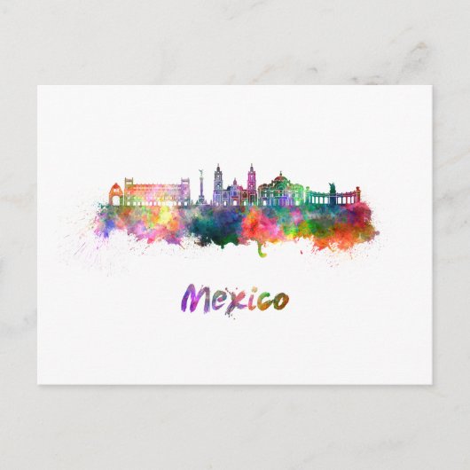 Mexico City V2 skyline in watercolor Briefkaart (Voorkant)