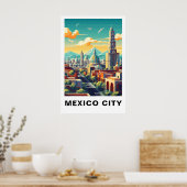 Mexico City Vintage Travel Art Poster (Keuken)