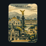 Mexico City Vintage Travel CDMX Minimalist Magneet<br><div class="desc">From the historic Zócalo to the leafy streets of Condesa, Mexico City is a masterpiece of culture and color. This minimalist art print on a magnet uses a retro color palette and clean lines to celebrate the architectural beauty and lively spirit of the Mexican capital. Whether you’re a traveler who...</div>