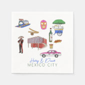 Mexico City Waterverf Bruiloft Servet (Voorkant)