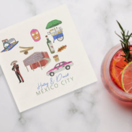 Mexico City Waterverf Bruiloft Servet