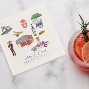 Mexico City Waterverf Bruiloft Servet