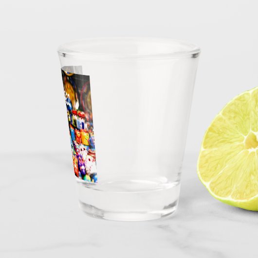 Mexico Colorful Bright skulls Shot Glas (Rechts)