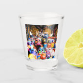 Mexico Colorful Bright skulls Shot Glas (Voorkant)