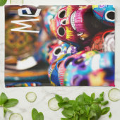Mexico Colorful Bright skulls Theedoek (Gevouwen)