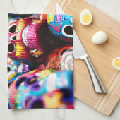 Mexico Colorful Bright skulls Theedoek (Quarter Fold)