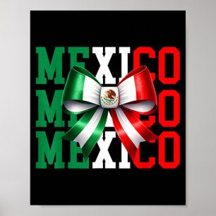 Mexico Coquette Strik Mexicaanse Vlag Schattige Re Poster