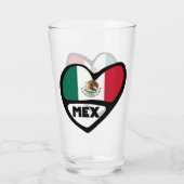 Mexico Country Code Flag Heart, MEX Glas (Achterkant)