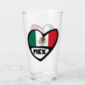 Mexico Country Code Flag Heart, MEX Glas (Voorkant)