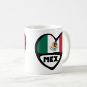 Mexico Country Code Flag Heart, MEX Koffiemok (Voorkant rechts)