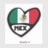 Mexico Country Code Flag Heart, MEX Sticker (Vel)