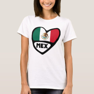 Mexico Country Code Flag Heart, MEX T-Shirt