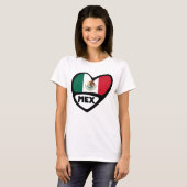 Mexico Country Code Flag Heart, MEX T-Shirt (Voorkant volledig)
