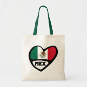 Mexico Country Code Flag Heart, MEX Tote Bag (Voorkant)