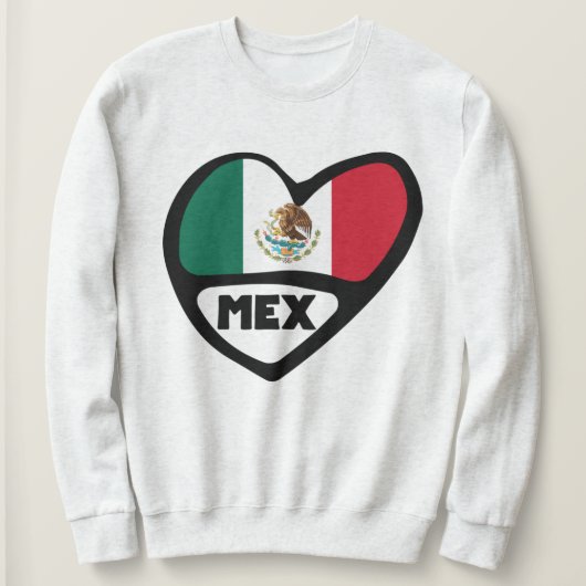 Mexico Country Code Flag Heart, MEX Trui (Design voorkant)