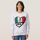 Mexico Country Code Flag Heart, MEX Trui (Voorkant volledig)