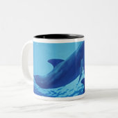 Mexico, Cozumel. Dolfijn met flensoren, Tursiops Tweekleurige Koffiemok (Voorkant links)