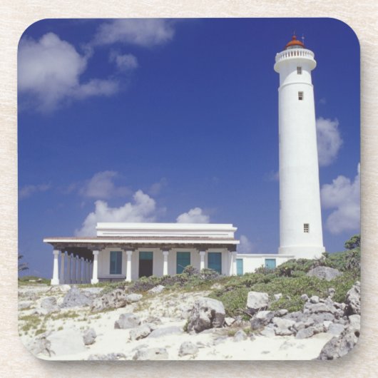 Mexico, Cozumel. Vuurtoren Punta Sur Celarain. Onderzetter (Voorkant)