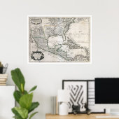 Mexico Cuba en Amerika Map 1703 Poster (Thuiskantoor)