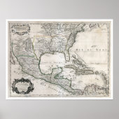 Mexico Cuba en Amerika Map 1703 Poster (Voorkant)