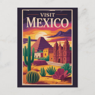 Mexico Cultuur Illustratie Reis Kunst Vintage Briefkaart