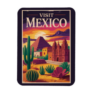 Mexico Cultuur Illustratie Reis Kunst Vintage Magneet