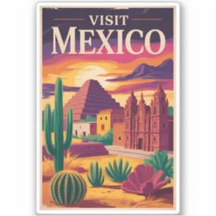 Mexico Cultuur Illustratie Reis Kunst Vintage Sticker