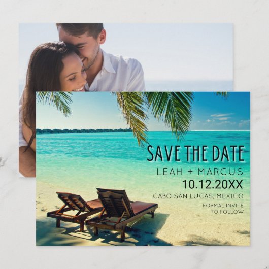 Mexico Destination Beach Wedding Save the Date (Voorkant / Achterkant)