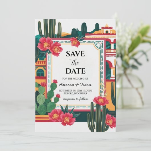 Mexico Destination Wedding Bewaar de datums Kaart (Staand voorkant)
