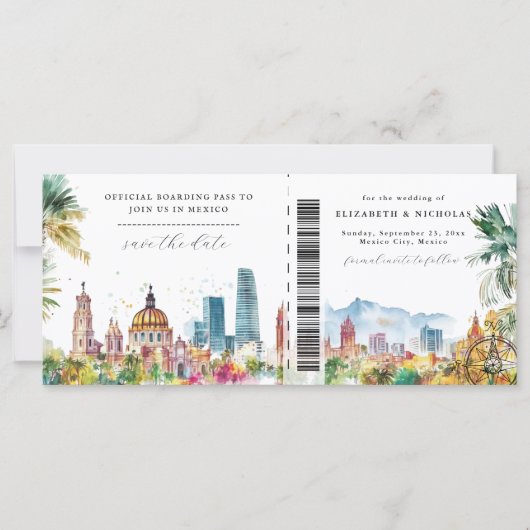 Mexico | Destination Wedding Boarding Pass (Voorkant)