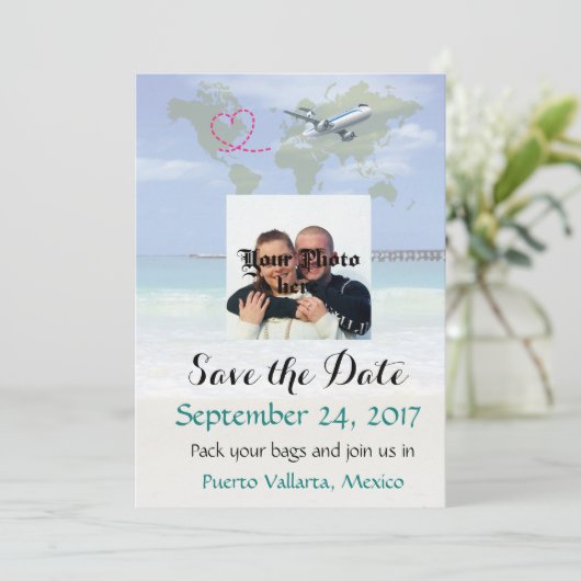 Mexico Destination Wedding Save the Date Card (Staand voorkant)