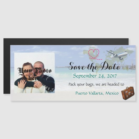 Mexico Destination Wedding Save the Date Magnet Magnetische Uitnodiging (Voorkant / Achterkant)