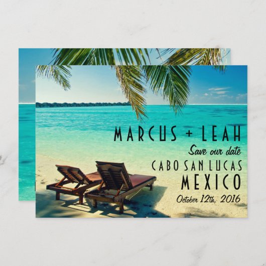 Mexico Destination Wedding Sla de datum op Save The Date (Voorkant / Achterkant)
