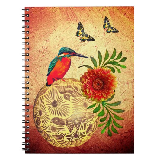 Mexico Earth Tones W/Red Bird, Butterfly & Flower Notitieboek (Voorkant)