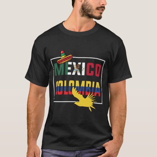 Mexico en Colombiaanse vlag T-shirt (Voorkant)