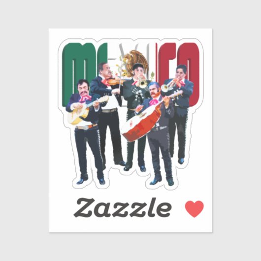 Mexico en de Mariachi Band Sticker (Vel)