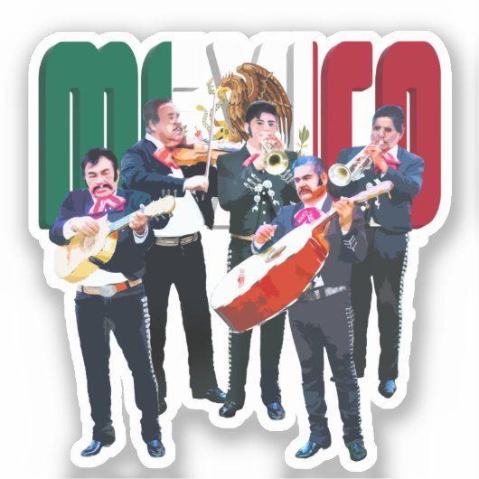 Mexico en de Mariachi Band Sticker (Voorkant)