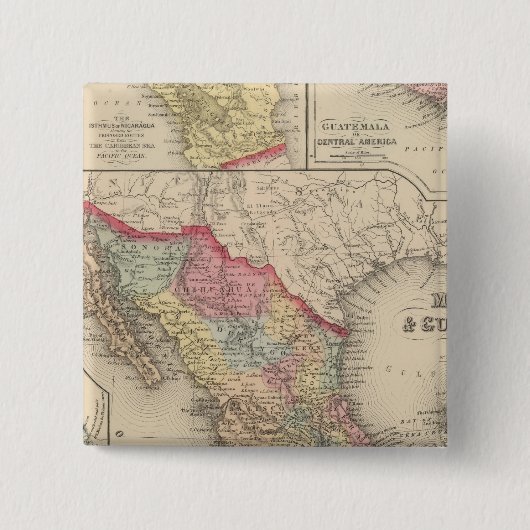 Mexico en Guatemala 4 Vierkante Button 5,1 Cm (Voorkant)