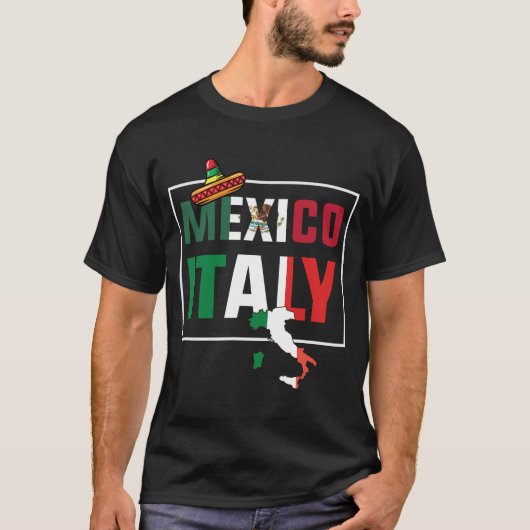 Mexico en Italië Vlag T-shirt (Voorkant)