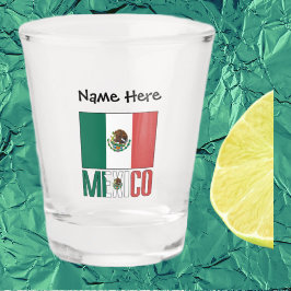 Mexico en Mexicaanse vlag met Jouw naam Shot Glass Shot Glas