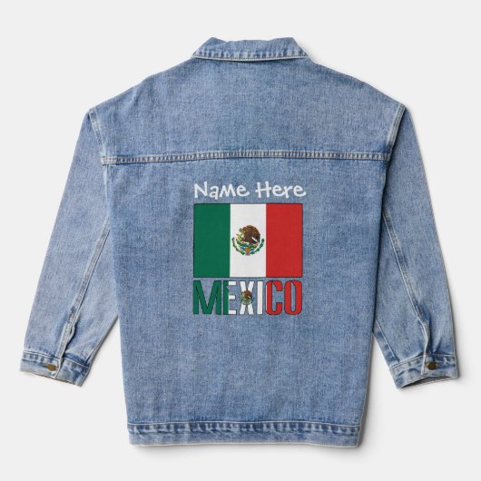 Mexico en Mexicaanse vlag White Personalisatie Denim Jacket (Achterkant)