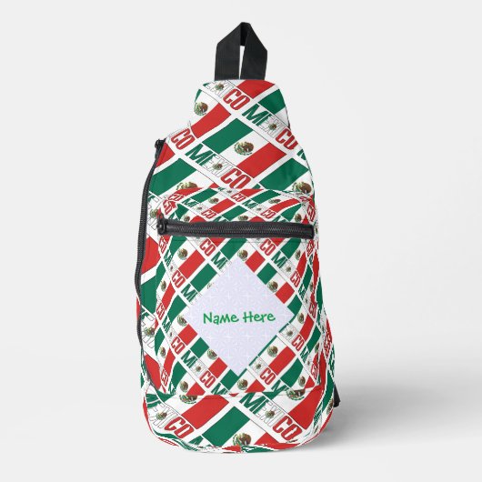 Mexico en Mexican Flag Tegel Groene Personalisatie Sling Bag (Voorkant)