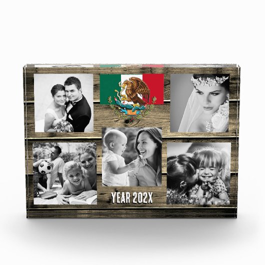 Mexico familie fotoblok, Mexicaanse vlag, hout Fotoblokken (Voorkant)