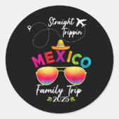 Mexico Familie Vakantie Cancun 2025 Straight Tripp Ronde Sticker (Voorkant)