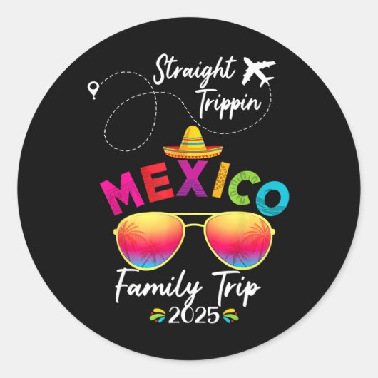 Mexico Familie Vakantie Cancun 2025 Straight Tripp Ronde Sticker (Voorkant)