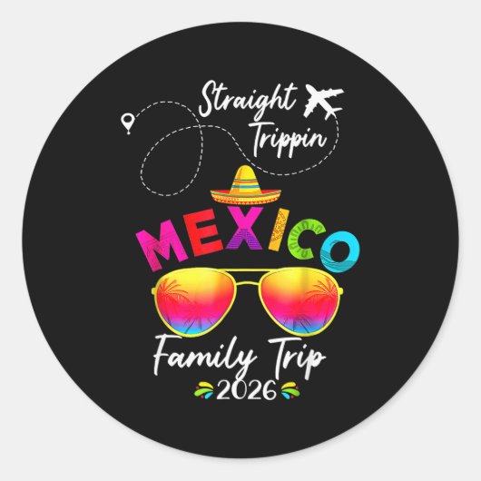 Mexico Family Vacation Cancun 2026 Straight Tripn  Ronde Sticker (Voorkant)
