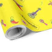 Mexico Fiesta Aangepaste Naam Verjaardag Inpakpapi Cadeaupapier (Rol Hoek)