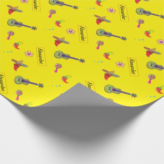 Mexico Fiesta Aangepaste Naam Verjaardag Inpakpapi Cadeaupapier (Hoek)