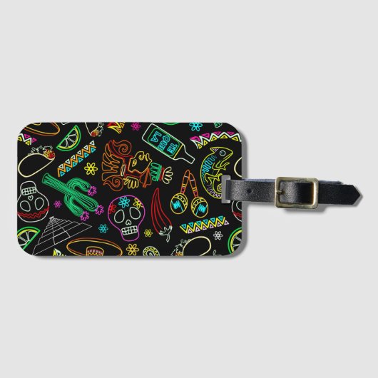 Mexico Fiesta Patroon Bagagelabel (Voorkant (horizontaal))