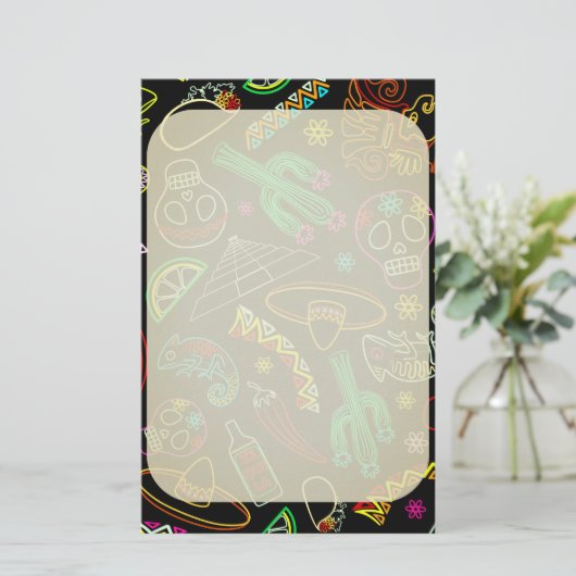 Mexico Fiesta Patroon Briefpapier (Staand voorkant)